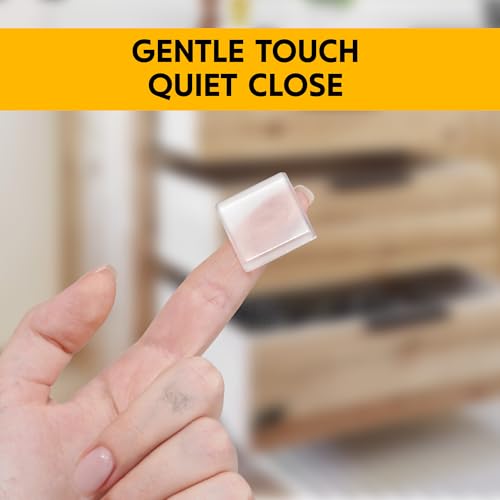 20 Clear Silicone Bumper Blocks – 1" x 1" Anti-Slip Pads for Cabinets, Glass Table Tops, and Chairs – Wall Protector & Soft-Close Noise Dampening Pads by Vellax