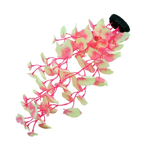 16 Inch Aquarium Fish Tank Plant Betta Fish Tank Decor,2 Pack Silk Aquarium Plants for Aquarium Decoration (White-Pink)