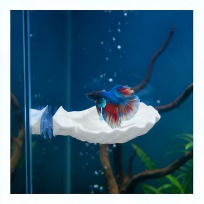 Betta Fish Hammock, Shell Pad with Strong Suction Cup Natural Resting Bed for Bettas Soft Fin-Safe Silicone Betta Fish Tank Decor and Accessories (White)