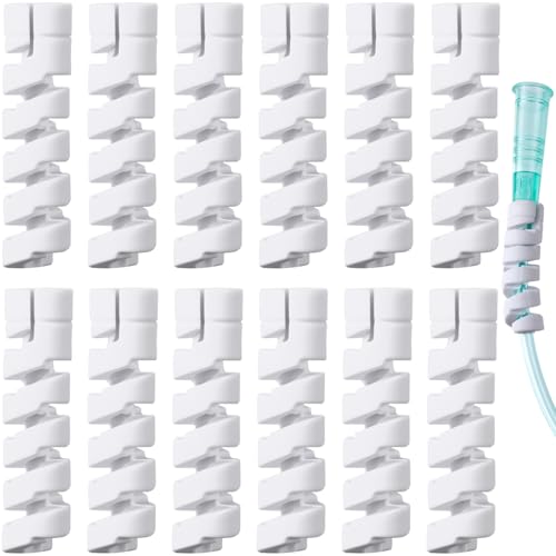 12 Packs Oxygen Tube Support Crimp Straightener, Retractable Oxygen Tubing Support for Portable Oxygen Concentrator, Oxygen Tubing Reels Supplies for Nasal Cannula - color: White, 12pcs