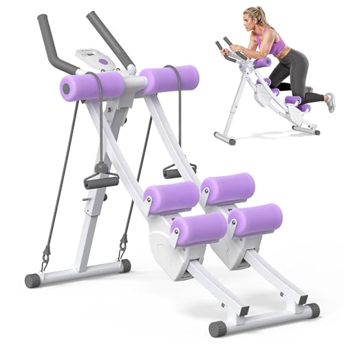 MERACH Ab Machine, Adjustable Ab Trainer Machine - color: white&purplr, size: large