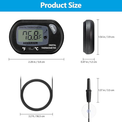 Aquarium Thermometer with Large LCD Display Fahrenheit/Celsius(℉/℃) Fish Tank Thermometer for Aquarium Reptile Terrarium Digital Water Thermometer with Suction Cup(4 Pack) - size: 4 Pack