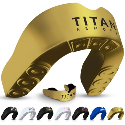 Mouth Guard Boxing, Dual-Layer Boil & Bite Mouthguard, Adult | Premium Dual-Layer | Case Included | Adult & Youth Custom-Fit Mouthpiece | Football, MMA, Hockey, Lacrosse, BJJ, Basketball - color: Solid Gold, size: Adult Age 11+