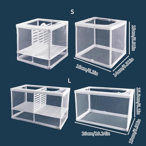 2PCS Protective Aquariums Breeding Cage Netting Nursery Tanks with Suction Cup for Fry Rearing and Secure Observation Spawning Box for Aquariums Fish - color: small