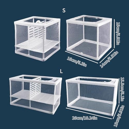 2PCS Protective Aquariums Breeding Cage Netting Nursery Tanks with Suction Cup for Fry Rearing and Secure Observation Spawning Box for Aquariums Fish - color: small