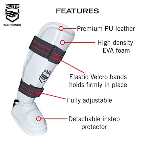 ELITE – Taekwondo Shin & Instep Guard for Kids & Adults (TKD Protector) - size: Xtra Small