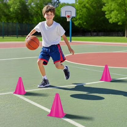 36pcs Cones 7 Inch Soccer Cones and Plastic Traffic Cones, Durable Cones for Sports Training, Ideal for Soccer, Basketball, Football, Skating, and Agility Drills Practice - color: pink