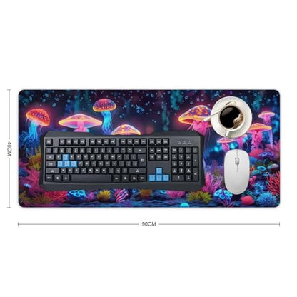 KeKee Glowing Colorful Sea Aquarium Neon Large Mouse Pad Gaming Mousepad Desk Pad for Keyboard and Mouse Mat Non-Slip Base 40x90cm, Style