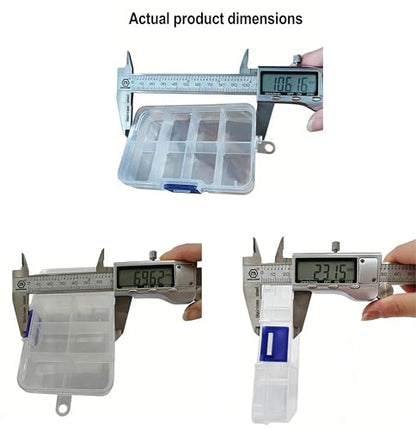 NBEADS 10 Pack 8 Grids Mini Plastic Organizer Box, 2.7x4.2x0.8inch Clear Plastic Jewelry Dividers Box Organizer Small Tackle Boxes Jewelry Storage Container for Beads Small Items Findings Storage