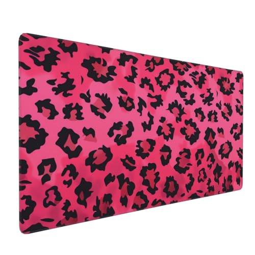 35.4 x 15.7 in, XXL Large Mouse Pad for Desk, Extended Keyboard Mouse Mat for Computer Office, Big Mouse pad with Stitched Edges, Gaming Pc-Pink Leopard Print - color: Pink Leopard Print