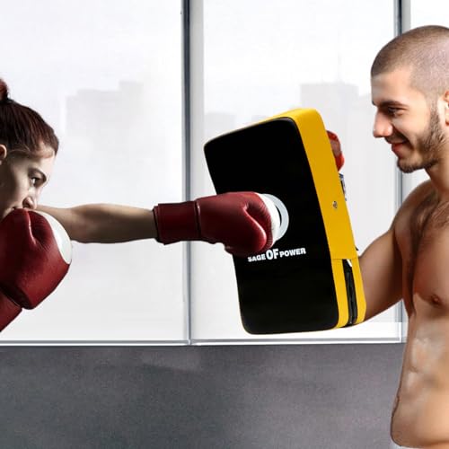 Boxing Training Pads Curved Beginner Training Focus Mitts Striking Target | Sparring Coaching Pad for Krav Maga, , Karate, MMA, Kickboxing, Sparring, Drills, Boxing Training Equipment - color: yellow