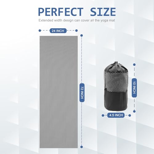 Eunzel Yoga Towel,Hot Yoga Mat Towel with Grip Dots Sweat Absorbent Non-Slip for Hot Yoga, Pilates and Workout 24" x72", Dark Gray - color: Dark Grey
