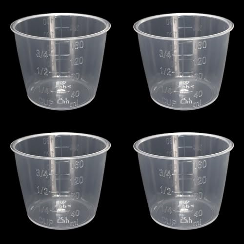4 Pcs Plastic Transparent Rice Measuring Cups, 160ml 3/4 Cup Rice Cooker Cup Small Laundry Measuring Cup for Cooking,Dog Cat Food Measuring