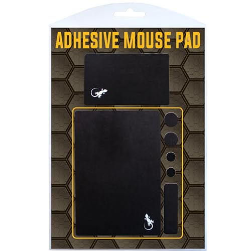 Adhesive Mouse Pad by Gecko Travel Mouse Pad - Sticks to Any Surface - Stick On Portable - Webcam Covers and Screen Cleaner Included (Black) - color: BLACK