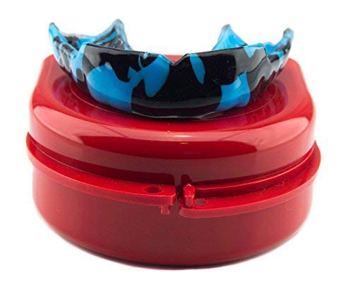 Impact Custom Professional MMA/Boxing/Muay Thai Mouthguard with Trim for Gag Reflex - color: Black/Blue Tie Dye