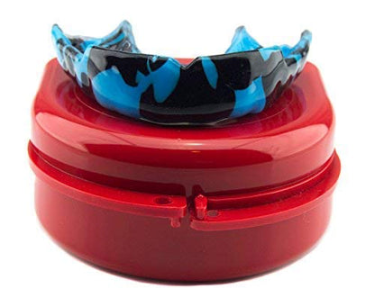 Impact Custom Professional MMA/Boxing/Muay Thai Mouthguard with Trim for Gag Reflex - color: Black/Blue Tie Dye