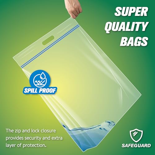HIBAG 5 Gallon Large Storage Bags, 15” x 18” Resealable Clear Bags with Handle, Extra Large XL Heavy Duty for Clothes Pillow Travel Moving, Pack of 20 - size: 5 gal - 20 pack