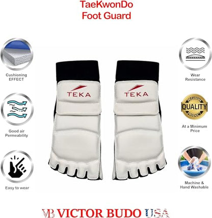 Taekwondo Foot Guard Protector Gear for Sparring MMA Training Competition Kickboxing Karate Boxing Martial Arts Kung Fu Punch Bag TEKA (Pair) (L) - size: Large