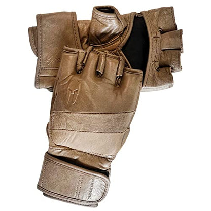 MMA Gloves Grappling Sparring Maya Hide Genuine Leather Boxing Gloves Muay Thai Martial Arts Training Half Finger Adjustable Kickboxing Gloves - size: Medium, style: Open Pam