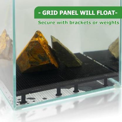 LINLAN 4 Pieces High-Density Aquarium Grid Plastic with 24 Brackets, Fish Tank Divider, Egg Crate for DIY Filtration and Bottom Protection in Aquascaping