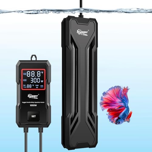 hygger 300W Aquarium Heater, Upgraded Submersible Fish Tank Heater with Dual Protection System & LED Digital Display, with Automatic Power-Off Function, for 40-80 Gallons Freshwater and Saltwater Tank - size: 300W for 40-80 Gallon