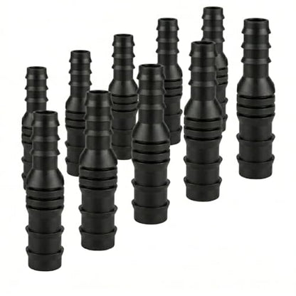 10 Pack 3/4 Inch x 1/2 Inch PVC Reducing Couplings | Schedule 40 Barbed Insert Adapters | Black Hose Connectors