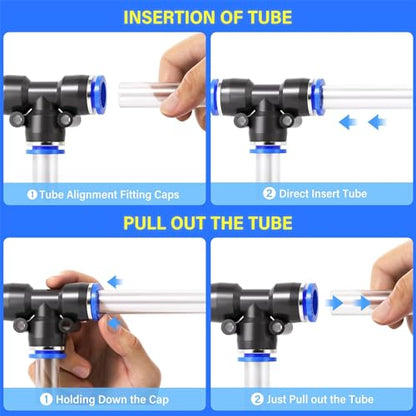 TAILONZ PNEUMATIC 5/16 inch or 8mm od Push to Connect Fittings Pneumatic Fittings Kit 10 Spliters+10 Elbows+10 tee+10 Straight (40 pcs)