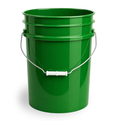 5 Gallon Bucket - Food Grade Bucket, Metal Handle Grip, BPA-Free, Heavy-Duty 90 Mil HDPE Plastic Pail, Stackable Utility Container, Made in USA, Lid Not Included, Green, 1 Pack - color: Green, size: 1 Pack