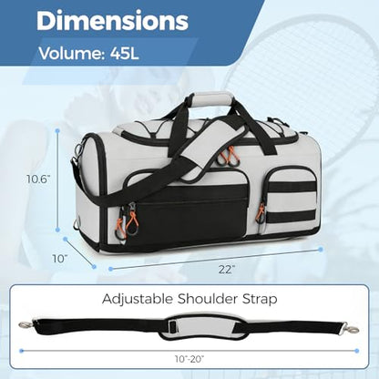 Searock 45L Gym Bag for Men, 3-In-1 Duffle Bag Backpack for Travel - color: White