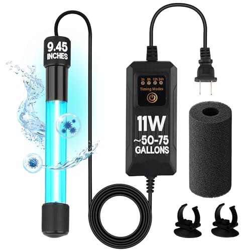 11W UV Light for Aquariums with 4 Timer Modes | UV-C Light for Sump Filters, Top & Bottom Filter Boxes, External Filter Chambers, Hang-On-Back Filters & Small Ponds – Keeps Fish Tanks Clear & Healthy - color: With Timer, size: 11W UV Light
