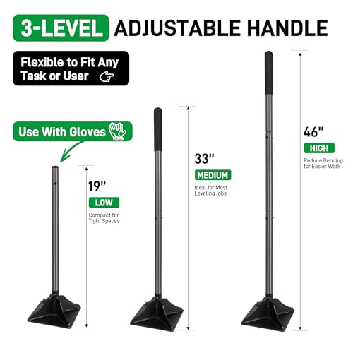 Walensee 10" x 10" Steel Tamper Tool with 48" Handle, Heavy Duty Ground Tamper with Rubber Grip for Leveling Paver Base, Soil, Gravel, Sand, Asphalt, Driveways, Yards and Blacktop Repair