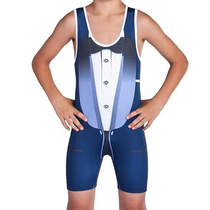 KO Sports Gear Adult Wrestling Singlets, Funny & Holiday Designs, XS-3XL - color: Tuxedo, size: X-Small