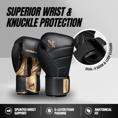 Hayabusa T3 Boxing Gloves - Sparring - color: Black/Gold, size: 16oz