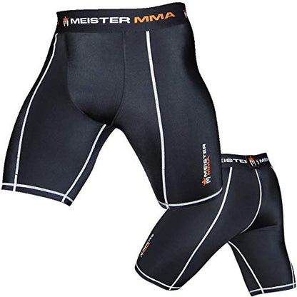 Meister MMA Compression Rush Fight Shorts w/Cup Pocket - color: Black, size: 30-31