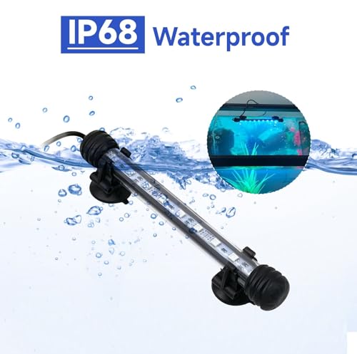11inch RGB Aquarium Lights, Underwater Fish Tank Lights IP68 Waterproof Color Changing Adjustable Memory Submersible Remote Control Aquarium Tank Sucker Hood Strip Lamp Waterfall Lights - size: 11 Inch
