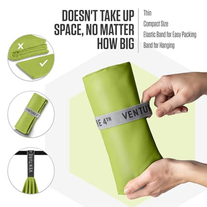 VENTURE 4TH Quick Dry Microfiber Towel for Camping & Gym - Lime XL - color: Lime, size: 72.00" x 31.50"
