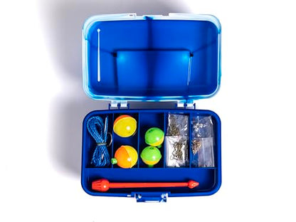 Catch Co Mystery Tackle Box Bank Fishing Essentials - 88 Pieces - Small Tackle Box - color: Blue