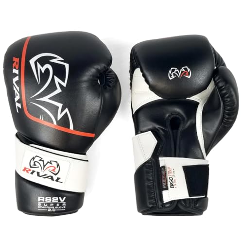 RIVAL Boxing RS2V 2.0 Super Sparring Gloves - Uses a Single Strap, Hook and Loop System Instead of Laces, Soft Inner Lining - color: Black, size: 18 oz.