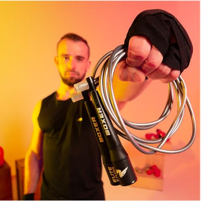 EliteSRS 10 Foot Outdoor Rated 5Mm Pvc, Boxer Jump Rope 3.0 with Smooth Action Polymer Handles and Ergonomic Slip-Resistant Dimpled Grips - color: White