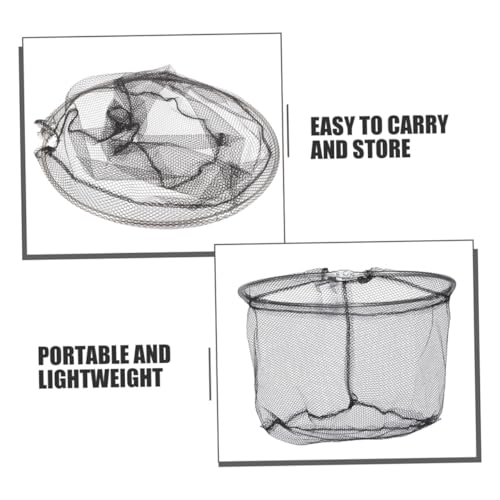 Hemobllo 4pcs Foldable Fishing Landing Net Replacement Heads, Stainless Steel Frame with Deep Black Mesh, 40cm Round Net for Freshwater and Saltwater Fishing Gear