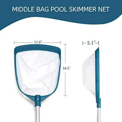 Upgrades Swimming Pool Leaf Net Skimmer Rake with Adjustable Aluminum Pole and Nylon Medium Fine Mesh for Cleaning Swimming Pools, Hot Tubs, Spas and Fountains - size: Pool Skimmer with Pole