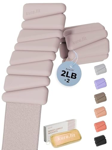 Pilates Wrist & Ankle Weights | Adjustable Weighted Bangles | 1LB/2LB Each - color: Beige, size: 2 LB