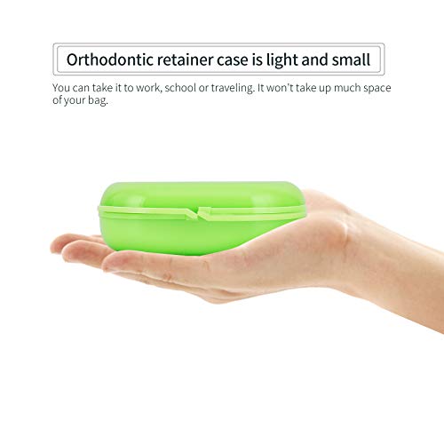 Annhua Denture Holder Retainer Case for Orthodontic Mouthpiece, Clear Aligner Mouthguard Storage Box with Vent Holes Green - Light & Small, Easy to Use and Carry - color: green