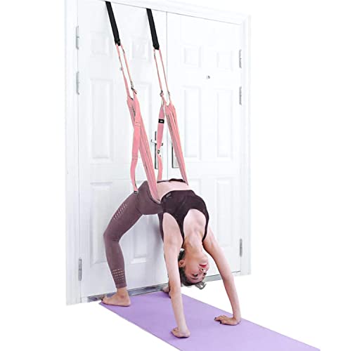 Yoga Fitness Stretching Strap, Adjustable Leg Stretcher Back Bend Assist Trainer, Improve Leg Waist Back Flexibility Home Gym Equipment for Rehab Pilates Ballet Cheerleading Splits Gymnastics - color: pink