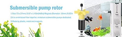 Homeswitch 16mm (0.63") Replacement Filter Impeller Submersible Water Pump Rotor Yellow 73x35x16mm（2.87"x1.38"x0.63")(LxWxD)