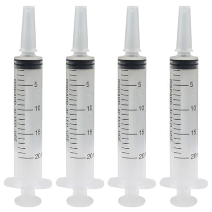 20ml Syringes Without Needle, 4 Pack Plastic Syringe with Cap for Pet Feeding, Scientific Labs, Glue, Oil & Precise Liquid Measurement - size: 20ml