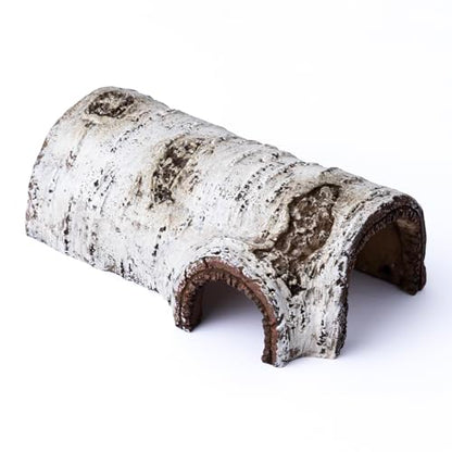 Natural Reptile Hide Basking Platform, Hideout Decor for Aquarium, Fish Tank, Bearded Dragon, Gecko, Shrimp, Betta (Birch Tree Hiding Cave, Small)