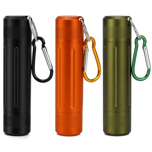 Waterproof Pill Container, Airtight Metal Tube Storage with Dual-Opening Lids, Hooks, Aluminium Smell Proof Keychain Spice Bottle Portable Case for Camp, Travel, Outdoor