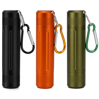 Waterproof Pill Container, Airtight Metal Tube Storage with Dual-Opening Lids, Hooks, Aluminium Smell Proof Keychain Spice Bottle Portable Case for Camp, Travel, Outdoor