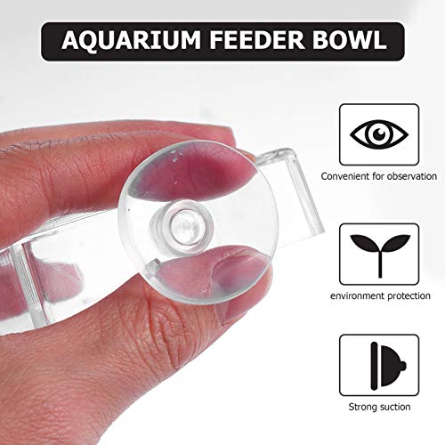 balacoo Aquarium Feeding Plate with Suction Cup 2.55 Inch Square Transparent Fish Tank Feeder Bowl Adjustable Height Shrimp Feeder for Freshwater Fish Easy to Clean 4 Pack